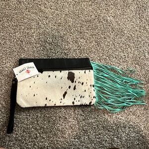 BNWOT Crazy Train cow hide purse